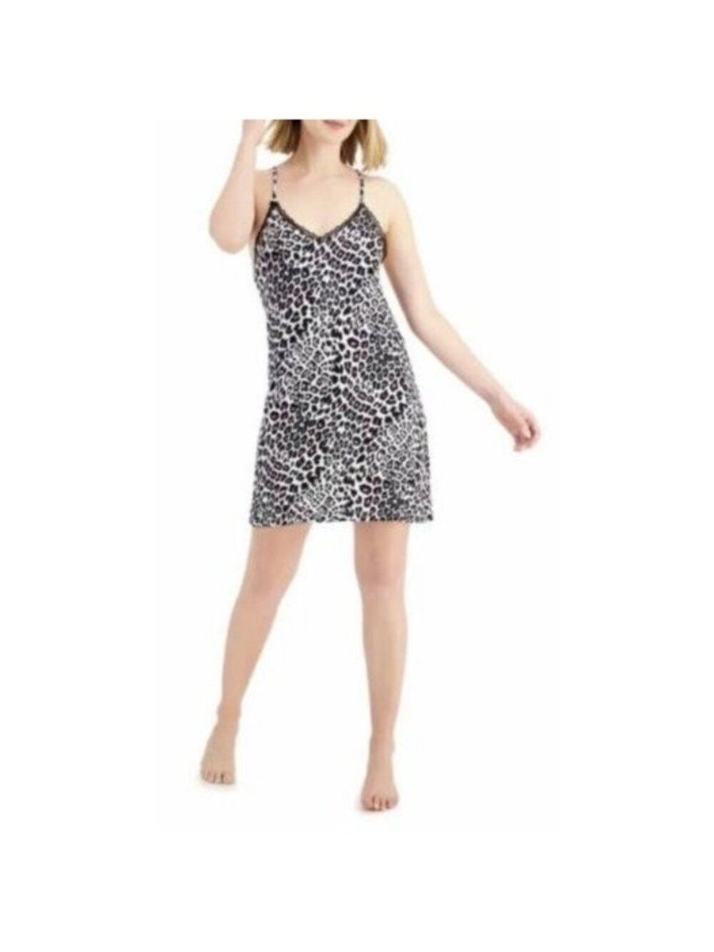 INC International Concepts Womens Leopard PJ Pajama Dress Lounge XS XSmall New